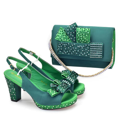 Women Shoes and Bags To Match Set Nigeria Party Luxury Italian Shoes and Bag Set for Women Peep Toe Sexy Wedding Party Sandals