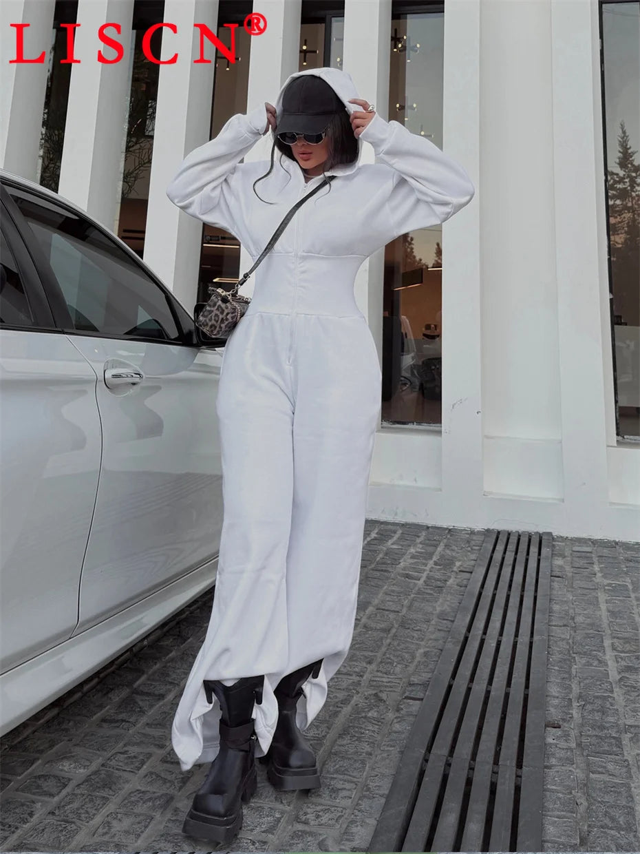 5 Bulk Items Wholesale Lots Rompers Womens Jumpsuits Long Sleeve Hooded Slim Solid Casual Y2k Clothing Street K16131