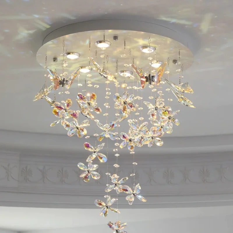Vintage Crystal Ceiling Pendant Shining Creative LED Hanging Lamp Living Room Restaurant Chandelier Mood Light Indoor Lights