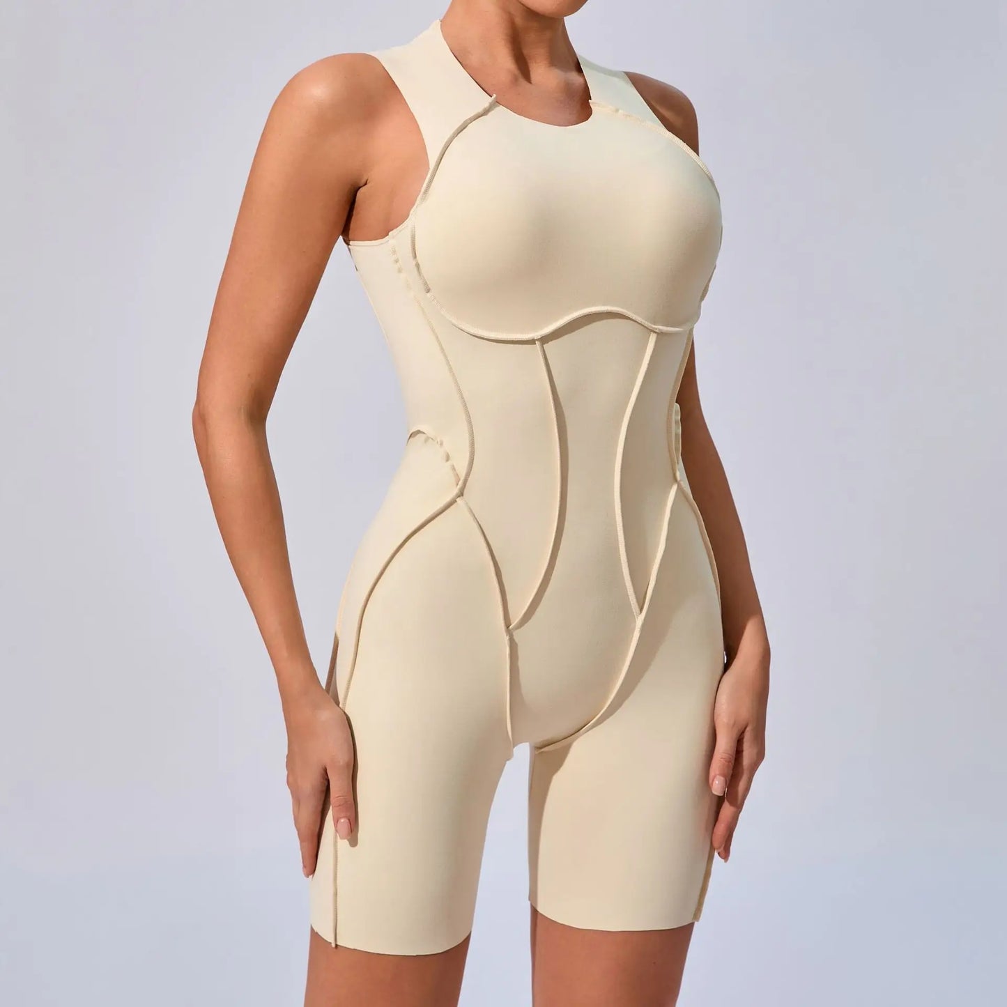 Women's Sports Jumpsuit Kit Yoga Fitness Bodysuit Hip-lifting Open Back Tight High Elasticity Outdoors Gym Workout Sexy Clothes