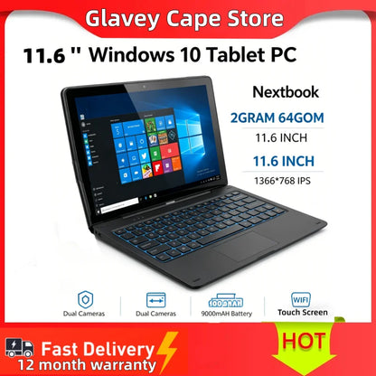 Hot Sales 11.6'' Windows 10 Tablet PC 2GB DDR+64GB 2 In1 Docking Keyboard G12 Z8350 CPU 1366*768 IPS Touch Quad Core Dual Camera