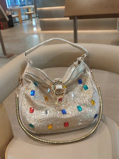 Luxury Genuine Leather Portable Women's Bag Leisure Large Capacity Diamond Tote Bag Shoulder Crossbody Bucket Bags Fashion 2026