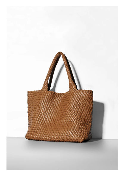 Large-Capacity Designer Knitting Fashion PU Leather Women's Shoulder Bag Handbags for Beach Travel Single-Shoulder Ladies Bag