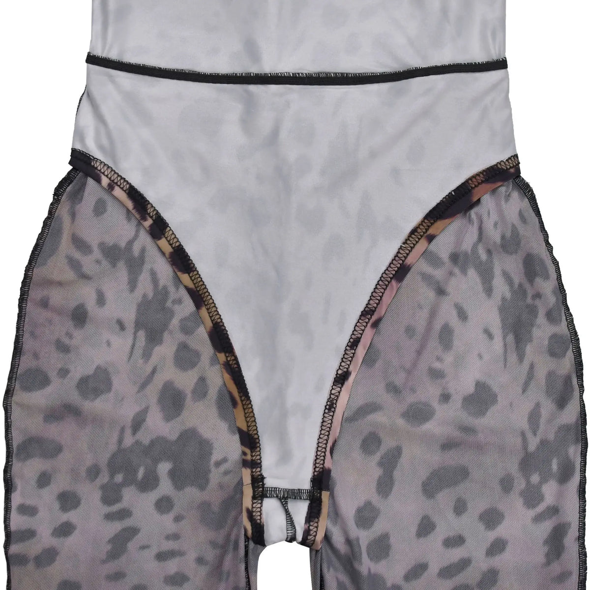 Sexy Bodycon Jumpsuits Women Clothes Leopard Mesh Print Semi Perspective Jump Suit Long Sleeve Bodysuit Nightclub Club Clothes