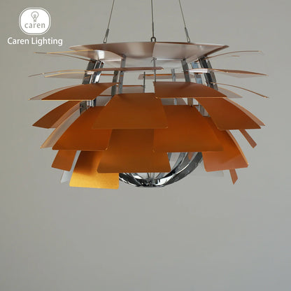 Mid-Century Danish Iconic Lights DIY Full Component Conifer Cone Chandelier Layered Petal Pendant Core Support Skeleton Leaves