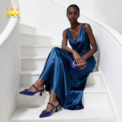 2026 Autumn New Arrivals Royal Blue Color Shoes and Bag  Set Special Design Fashion for Wedding Party