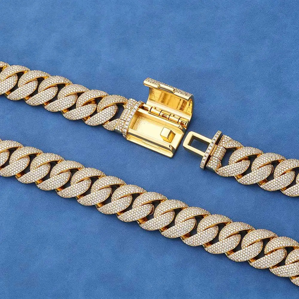 ICEBLING 22MM Chunky Bubble Cuban Link Chain S925 Sterling Silver Rivieras in Moissanite Necklace Fine Jewelry For Men Women