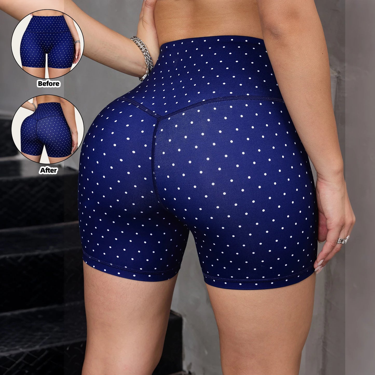  Women's Sexy Polka Dot Yoga Shorts Summer Casual Running Fitness Shorts Sportswear High Waist Tights Gym Outfit