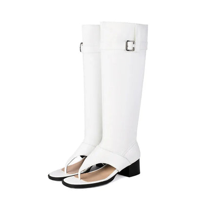 New Fashion sandalias femininas Clip Toe Chunky Heels High Top Sandals Women Knee High Boot Summer Shoes Lady Flip Flops WSH5264