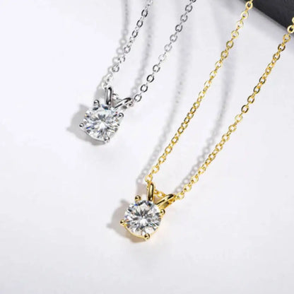 1CT 925 Silver Double Bail Four Prong Round Solitaire Pendant Necklace Round Cut D VVS1 Multi Color Moissanite Gift Fine Jewelry