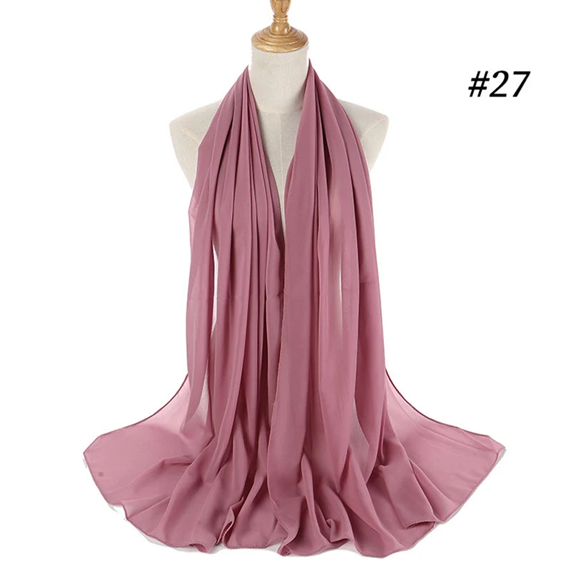 Muslim Chiffon Hijab Women Bubble Chiffon Scarf For Women Ladies Veil Muslim Islam Solid Color Malaysia Musulman Wrap Scarves
