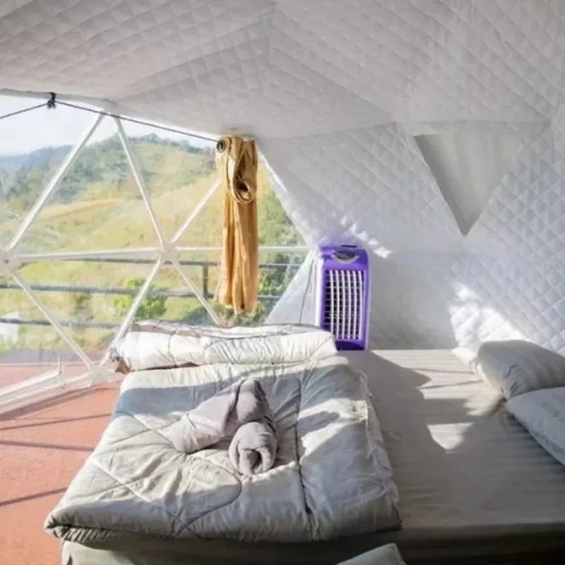 Geodesic Dome Tent, Panoramic View Round Windproof Glamping Shelter for Resort Hotel, Outdoor Campsite Holiday Accommodation