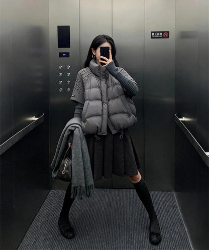 Women's Vest Autumn Winter Sleeveless Down Jacket Loose Casual Stand Collar Pocket Puffer Waistcoat Coat Female Trendy Outerwear