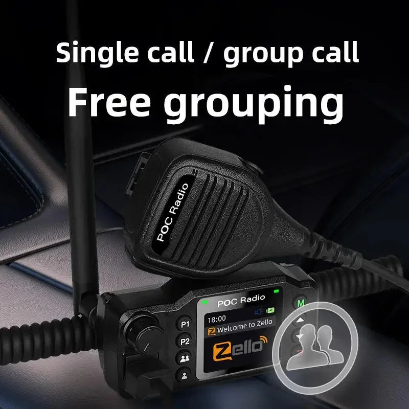 Vehicle-Mounted Long Range Walkie Talkie Two Way Radio Intercom Global Coverage SIM Card Android 4G POC Car Radio