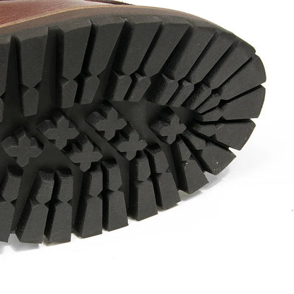 Vintage Work Boots Men's Winter High-top Leather Boots Men Mid-top Short Boots