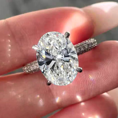 COSYA 8CT 10*14mm Oval Cut Full Moissanite Ring For Women S925 Silver Hidden Halo Wedding Diamond Band Luxury Fine Jewelry Gift