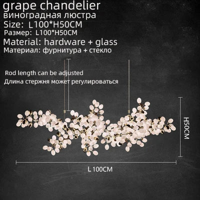 Nordic Luxury Grapes Bunch Hanging Chandelier Lamp for Dining Room Living Room Loft Villa Hotel Hall Decor Pendant Lights
