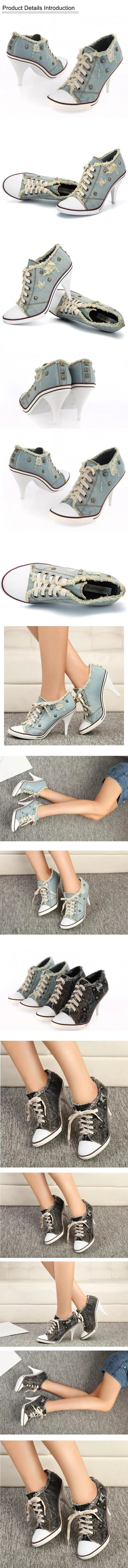 2024 Women Boots Design Stiletto High Heel Canvas Shoes Fashion Lady Lace up Pointed Ankle Shoes Sexy High-heeled Thin Heel Boot