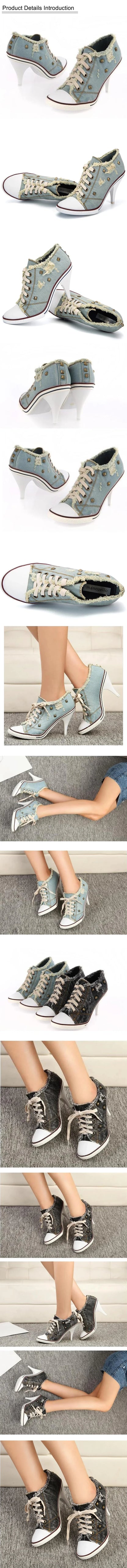 2024 Women Boots Design Stiletto High Heel Canvas Shoes Fashion Lady Lace up Pointed Ankle Shoes Sexy High-heeled Thin Heel Boot