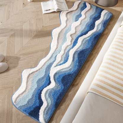 VIKAMA Ocean Style Bathroom Floor Mat Faux Cashmere Non-Slip And Easy To Clean For Bathroom Bedroom Bedside Floor Mats