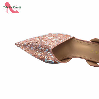 Peach Color New Arrivals Nigerian Women Shoes and Bag Set High Quality Super High Heels for Garden Party