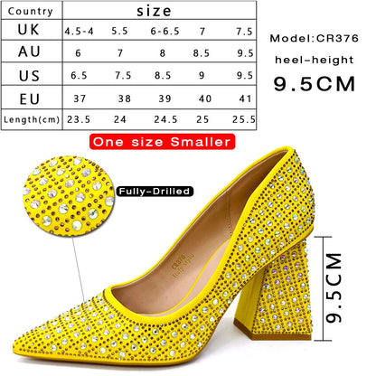 Venus Chan-Nigerian Heel Party for Women Yellow Shoes and Bag Set Rhinestone Handbag Italian Design Wedding INS 2024