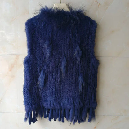 HSPL Sleeveless Women Fashion Fur Vest Knit Waistcoat For Lady For 2018 Spring Real Rabbit Fur Female Vests Black  Waistcoat