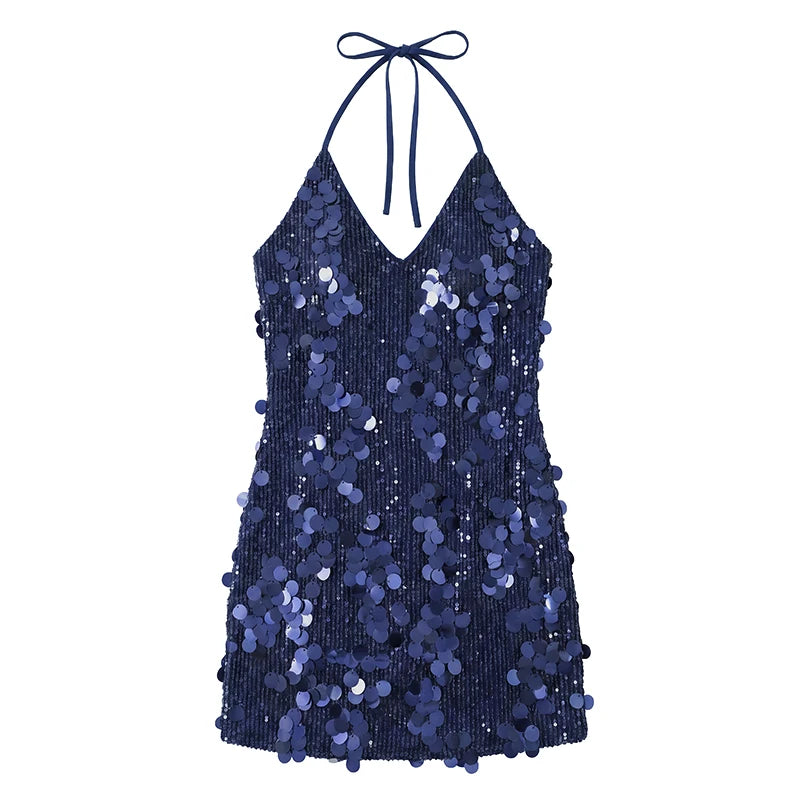 Sexy Sequin Sling Slim Short Dress Women Chic Sleeveless Off Shoulder Slim Dresses 2026 Lady Evening Party Club Vestidos New