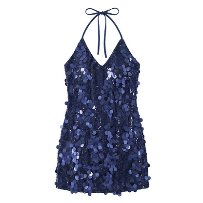 Sexy Sequin Sling Slim Short Dress Women Chic Sleeveless Off Shoulder Slim Dresses 2026 Lady Evening Party Club Vestidos New