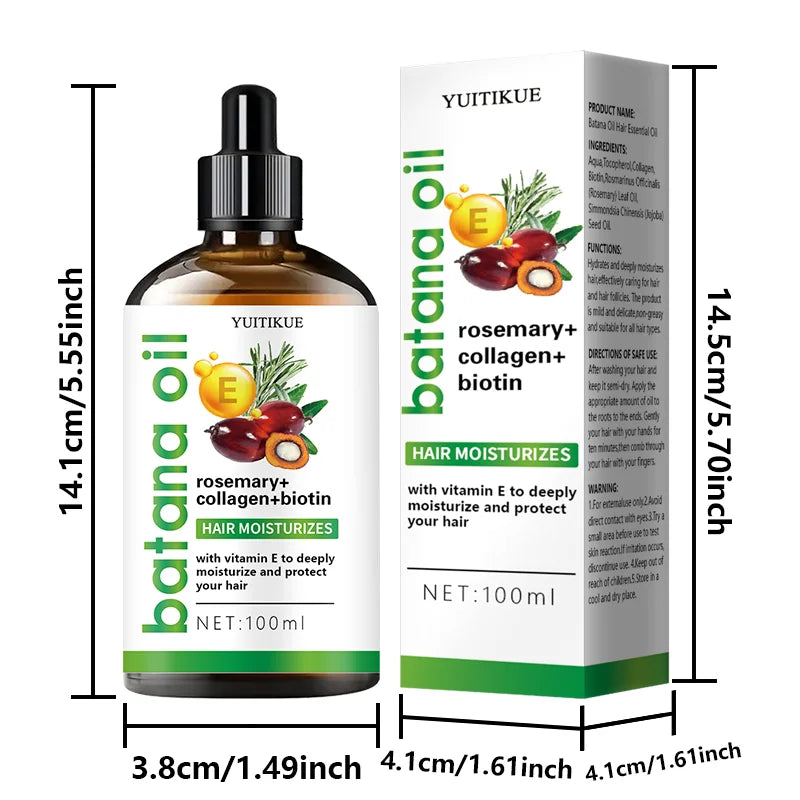 YUITIKUE Batana Oil Hair Essential Oil | With Rosemary, Collagen, Biotin & Vitamin E For Deep Moisturizing 100ml