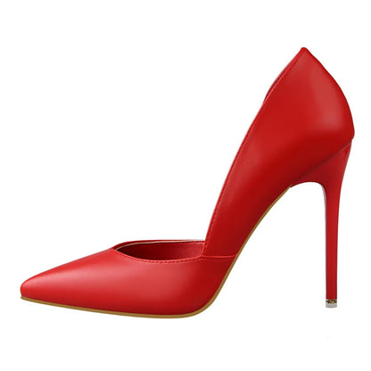Summer Women 10.5cm High Heels Leather Pumps Female Escarpins Elegant Sweet Yellow Pink Stiletto Lady Wedding Heels Hollow Shoes