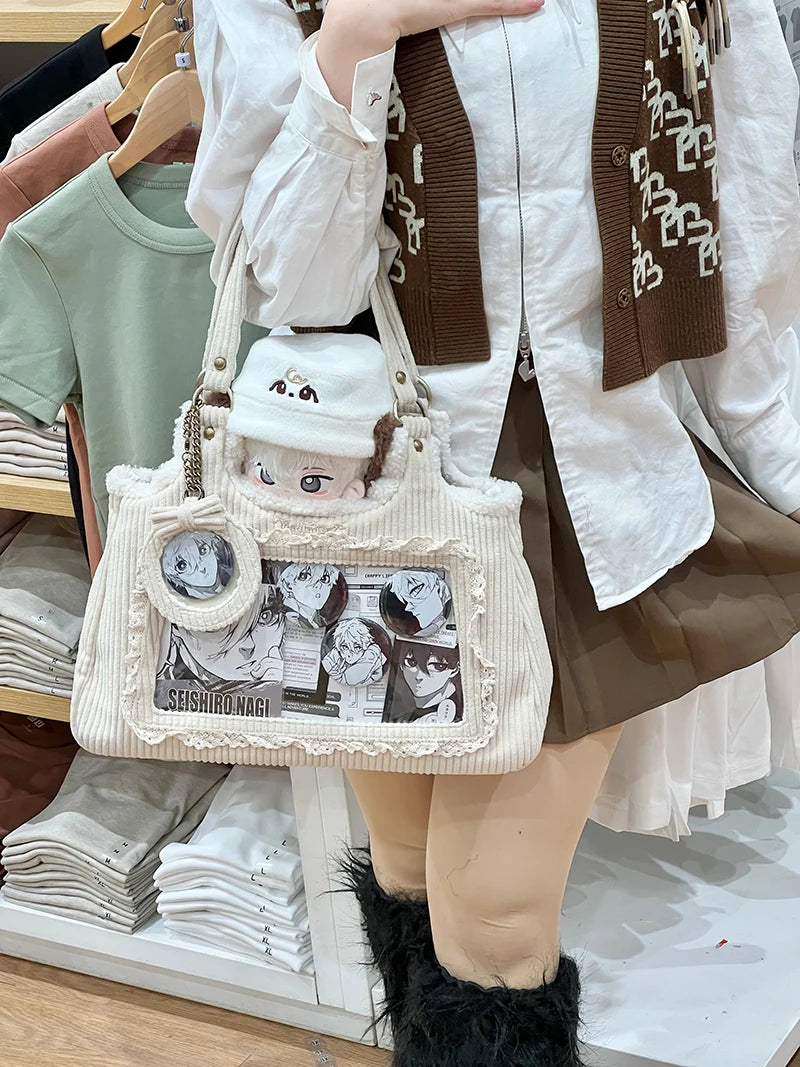 Original Corduroy Satin Lace Ribbon Daily Shoulder Bags Women's Bag Handbags for Women Cute Tote Bags for Women