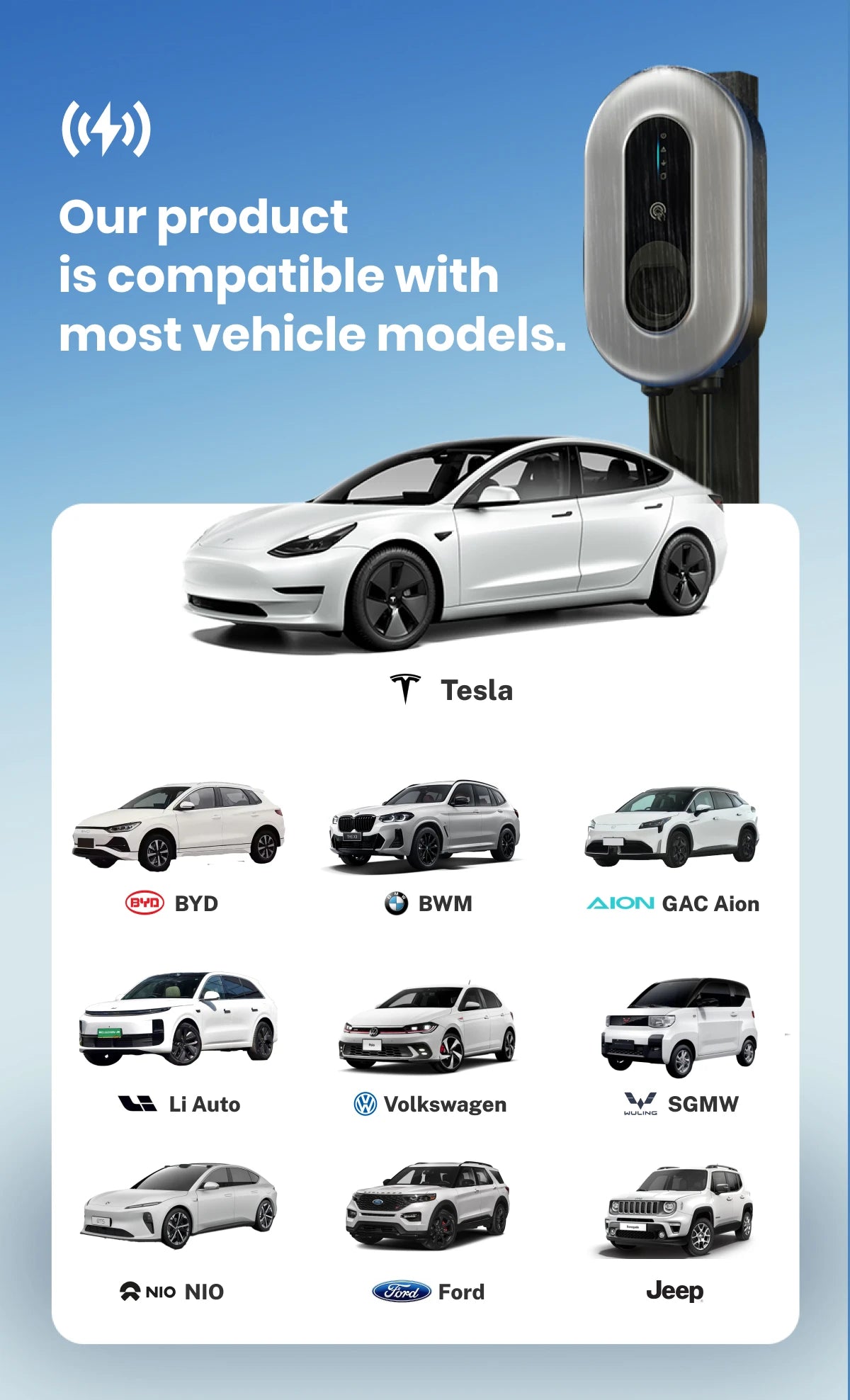 New Commercial Wall-mounted EV Charger Station SAE J1772 Type1 11.5kW Home Fast Charging TUV CE Certified