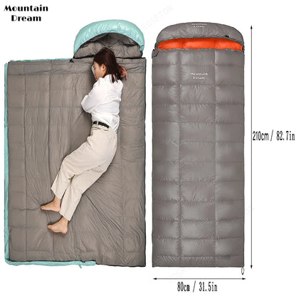Envelope-style Down Sleeping Bag Ultra-light Goose Down Waterproof Plus Size Winter Warm Travel Hiking Camping Sleeping Bag