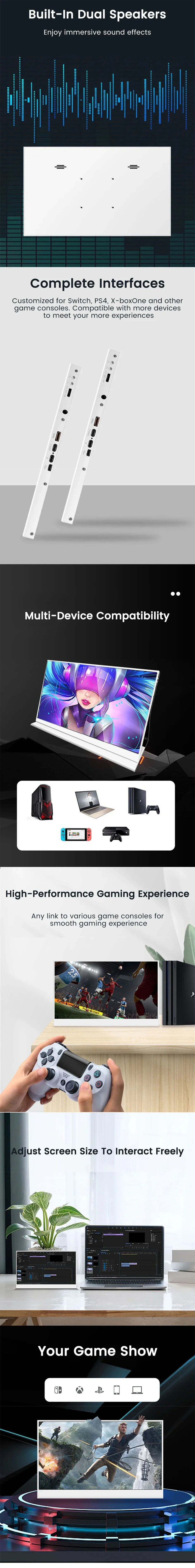 16 Inch 4K 120Hz Touchscreen Portable Monitor 100%DCI-P3 500Nit 16:10 HDR FreeSync Screen Game Display For PC XBox PS4/5 Switch
