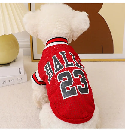 Summer Pet Vest Small Body Hugger American Bulldog Breathable Lightweight Small Dog Lettered Basketball Two-Piece Outfit