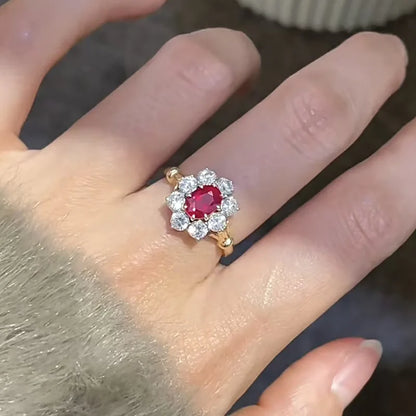 Luxury 18K white Solid Platinum PT950 certifid cultured stone, high-looking 6*8 oval pigeon blood red ring, white and elegant