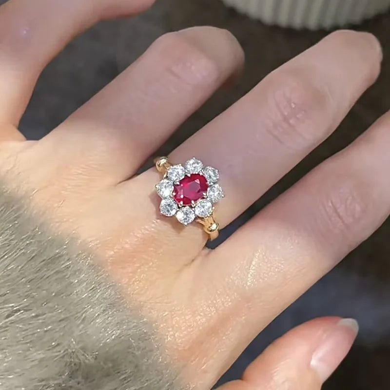Luxury 18K white Solid Platinum PT950 certifid cultured stone, high-looking 6*8 oval pigeon blood red ring, white and elegant