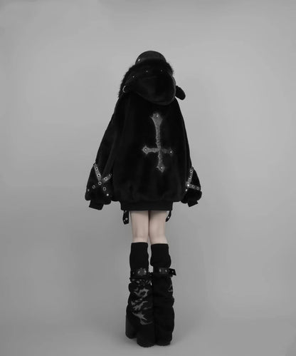 Mauroicardi Autumn Winter Oversized Warm Soft White Faux Fur Coat Women with Hood Harajuku Fashion Fluffy Jacket Streetwear 2025