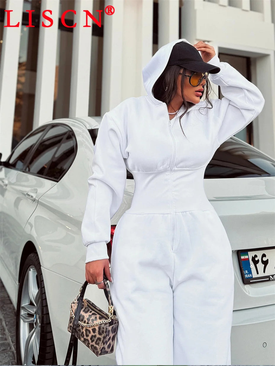5 Bulk Items Wholesale Lots Rompers Womens Jumpsuits Long Sleeve Hooded Slim Solid Casual Y2k Clothing Street K16131