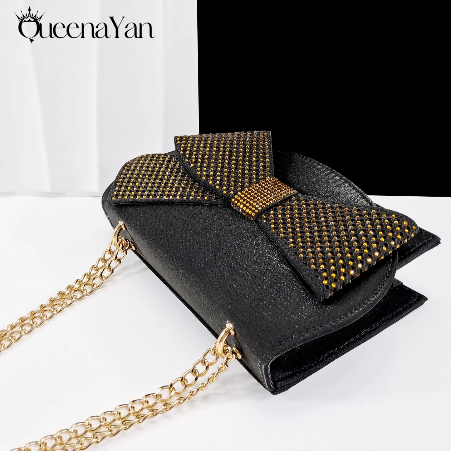Queena Yan Sky Blue Color Peep Toe High Women Heels Shoes and Bags for Women Rhinestone Evening Party Elegant Luxury Handbag