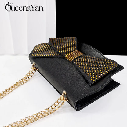 Queena Yan Sky Blue Color Peep Toe High Women Heels Shoes and Bags for Women Rhinestone Evening Party Elegant Luxury Handbag