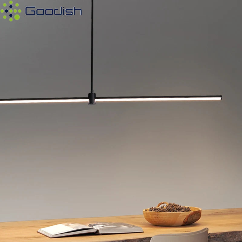 Modern Simplicity Long Linear LED Pendant Lights Strip Hanging Indoor Lamps for Office Table Kitchen  Home Decoration Chandelier