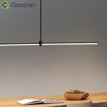Modern Simplicity Long Linear LED Pendant Lights Strip Hanging Indoor Lamps for Office Table Kitchen  Home Decoration Chandelier