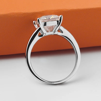 FEOBUR 1/2/3/4CT Princess Cut Moissanite Diamond Ring for Women Certified 100% 925 Sterling Silver Engagement Wedding Band GRA