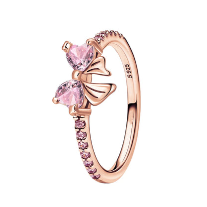 Luxury Original 925 Sterling Silver Heart Bow Pearl Flower Four Leaf Clover Ring fit Women's Fine Jewelry Valentine's Day Gifts
