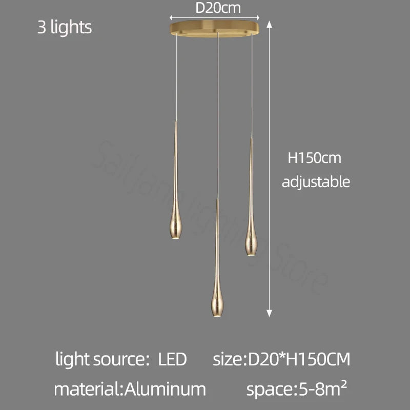 Minimalist LED Chandelier Luxurious Modern Living Room Lighting Duplex Attic Home Decoration Dining Room Staircase Pendant Light
