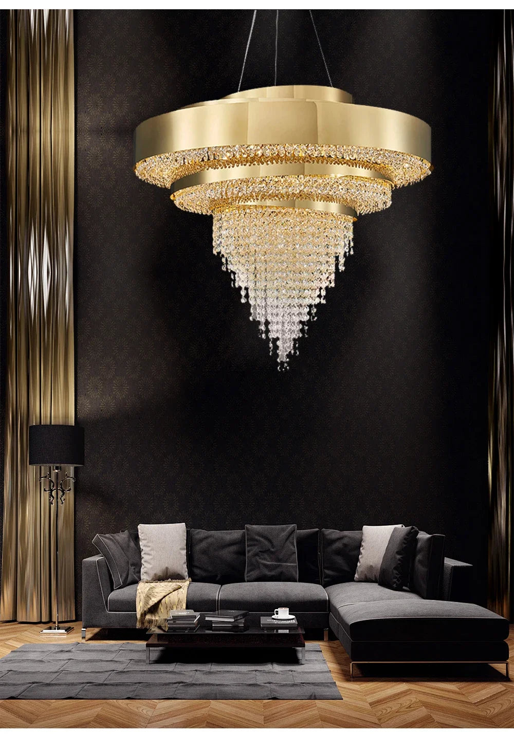 Luxury Crystal LED Hanging Chandeliers Italian Design Modern Pendant Lights Living Dining Room Home Restaurant Lighting Fixtures