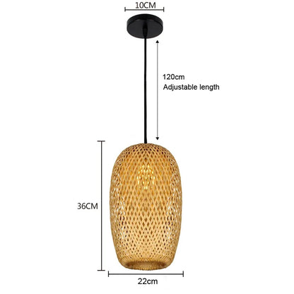 Bamboo Pendant Lights Hand Woven Ceiling Weaving Chandelier Lamp Rattan Wicker Hanging LED Fixtures Home Bedroom Bamboo Art Lamp