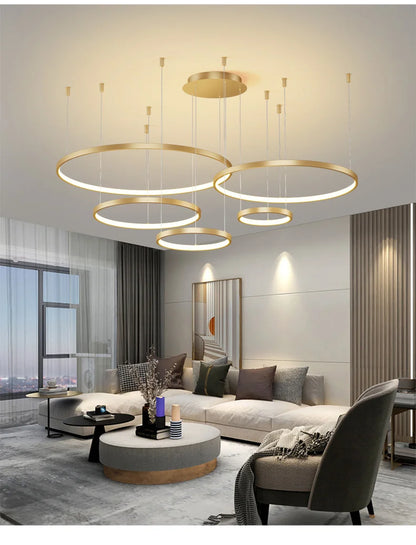 Living Room Ring Pendant Lights Acrylic Led Restaurant Chandelier Modern Minimalist Art Creative Personality Net Red Custom Lamp